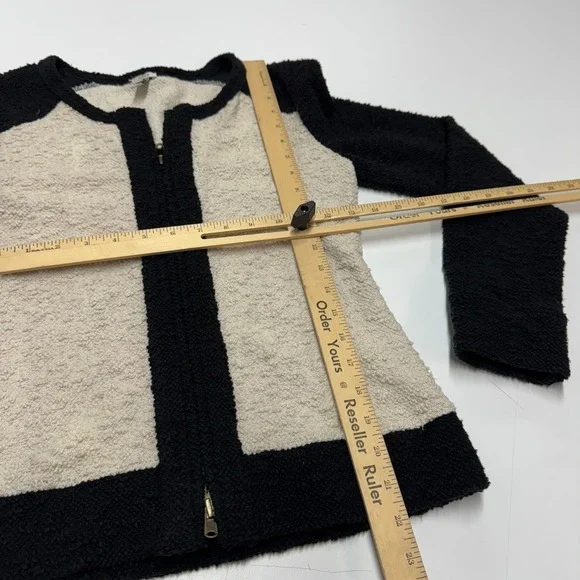 J Crew Jacket Womens Small Black White Colorblock Zip Front Boucle Parisian - Picture 8 of 8